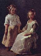 Louis Le Nain Twee meisjes. oil painting on canvas